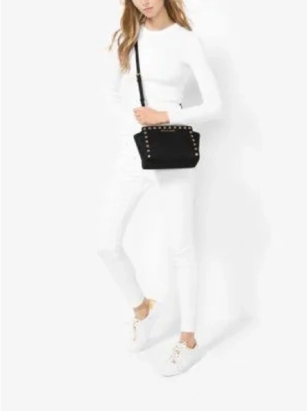 Michael Kors Black Crossbody with Gold Stud Accents